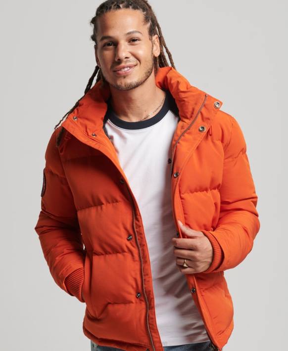 erkekler Superdry turuncu everest kapüşonlu şişme mont NNTB1122