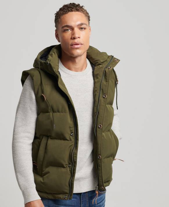 erkekler Superdry yeşil everest kapüşonlu kirpi jile NNTB1017