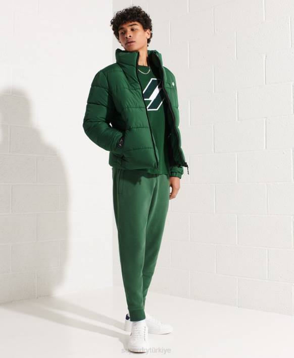 erkekler Superdry yeşil kapüşonsuz spor şişme mont NNTB4536