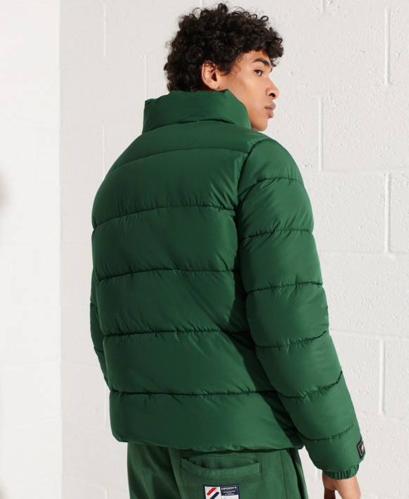 erkekler Superdry yeşil kapüşonsuz spor şişme mont NNTB4536