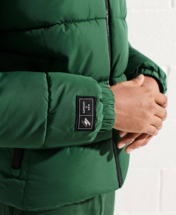 erkekler Superdry yeşil kapüşonsuz spor şişme mont NNTB4536