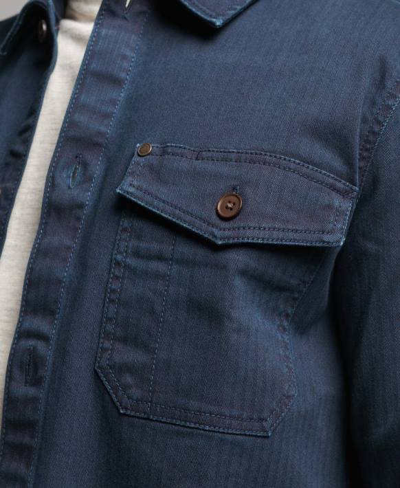 erkekler Superdry Donanma tüccar mağazası - balıksırtı ince ceket NNTB152