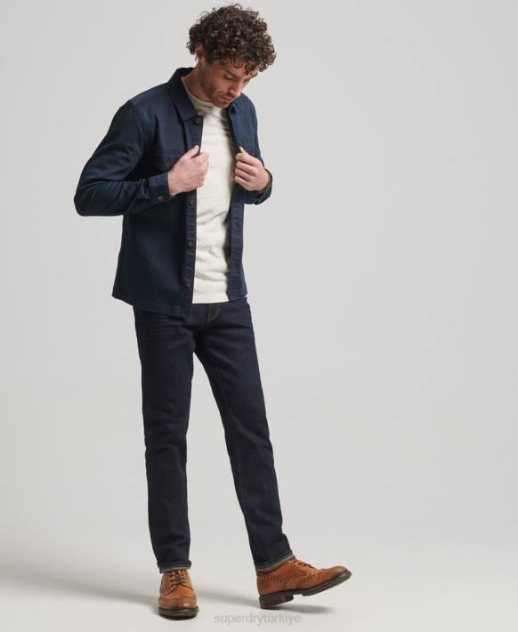 erkekler Superdry Donanma tüccar mağazası - balıksırtı ince ceket NNTB152