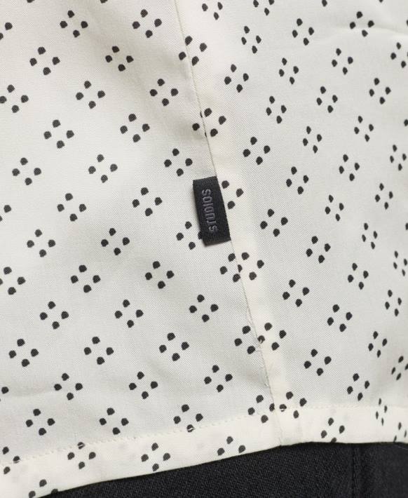 erkekler Superdry beyaz 70'ler desenli uzun kollu gömlek NNTB145