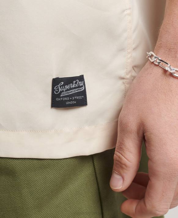 erkekler Superdry krem eski bovling kısa kollu gömlek NNTB170