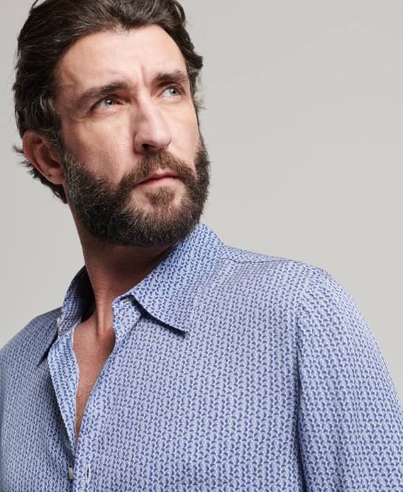 erkekler Superdry mavi 70'ler gömlek NNTB180