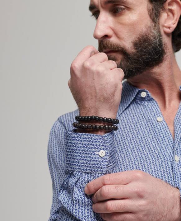 erkekler Superdry mavi 70'ler gömlek NNTB180