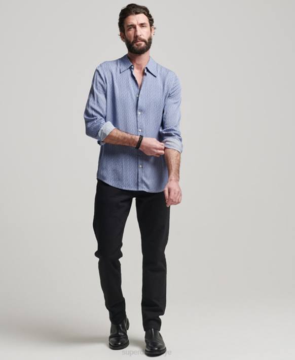 erkekler Superdry mavi 70'ler gömlek NNTB180