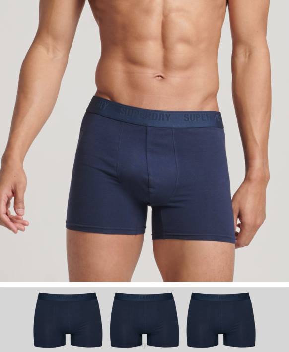 erkekler Superdry Donanma organik pamuklu boxer üçlü paket NNTB1600