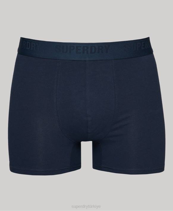 erkekler Superdry Donanma organik pamuklu boxer üçlü paket NNTB1600