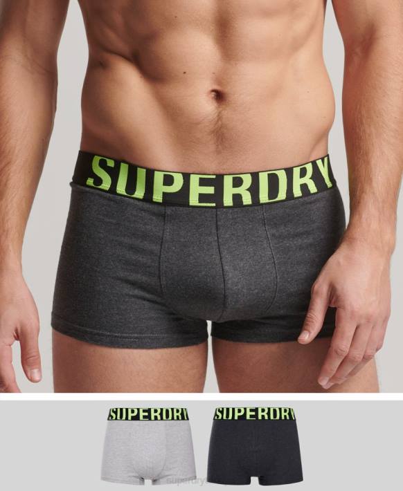 erkekler Superdry gri organik pamuklu sandık logosu ikili paket NNTB1796