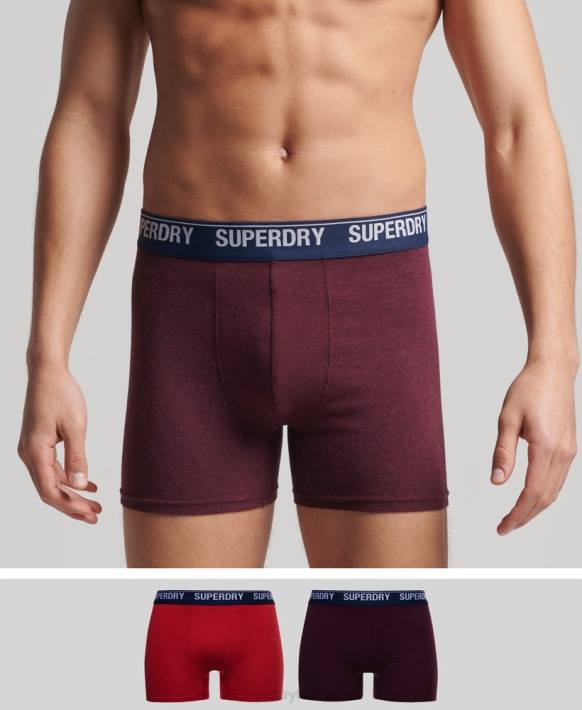 erkekler Superdry kırmızı organik pamuklu boxer ikili paket NNTB1833