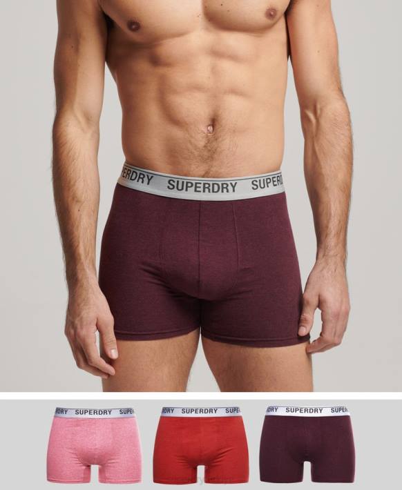 erkekler Superdry kırmızı organik pamuklu boxer üçlü paket NNTB1614