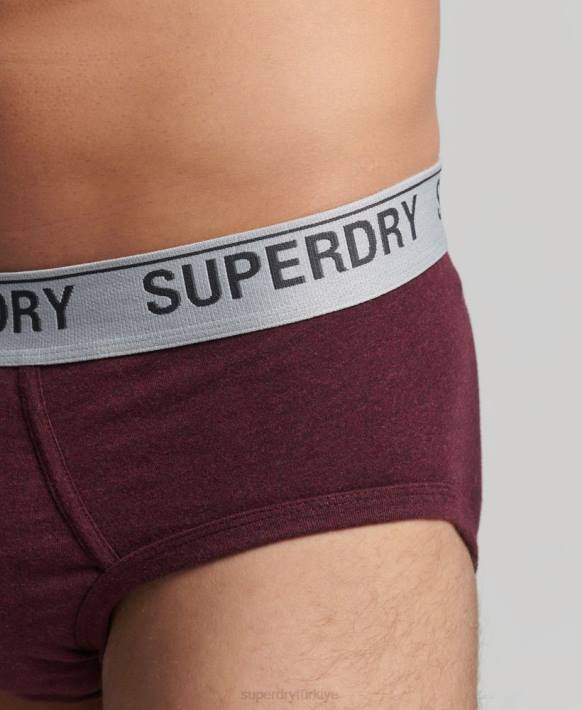 erkekler Superdry kırmızı organik pamuklu külot üçlü paket NNTB1871