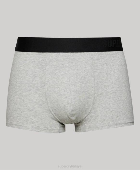 erkekler Superdry koyu gri organik pamuklu sandık ofset ikili paket NNTB1778