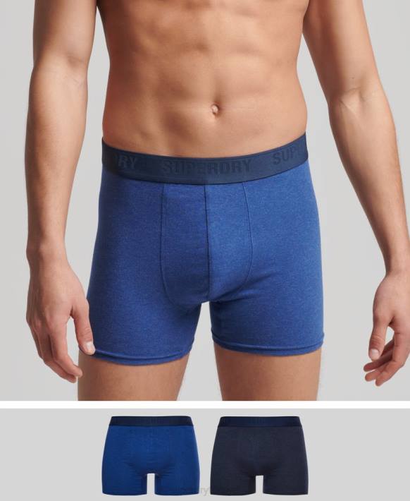 erkekler Superdry mavi organik pamuklu boxer ikili paket NNTB1666