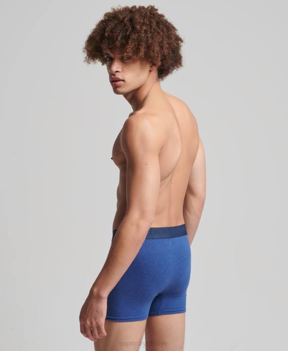 erkekler Superdry mavi organik pamuklu boxer ikili paket NNTB1666