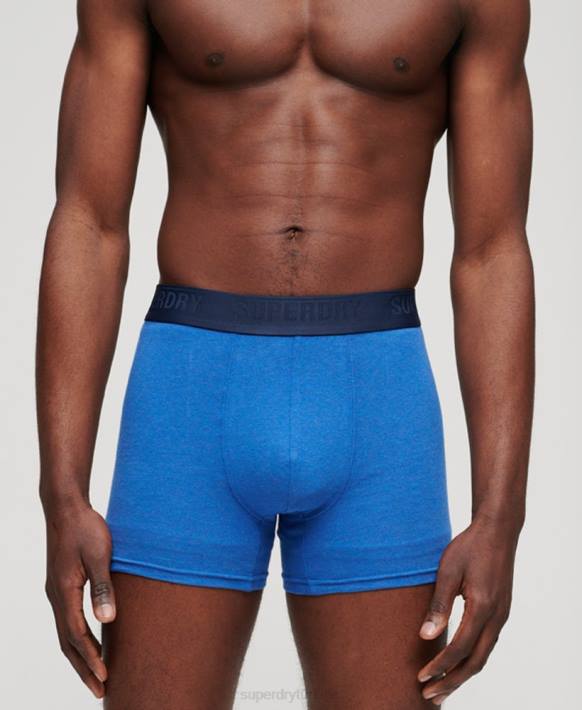erkekler Superdry mavi organik pamuklu boxer üçlü paket NNTB1834