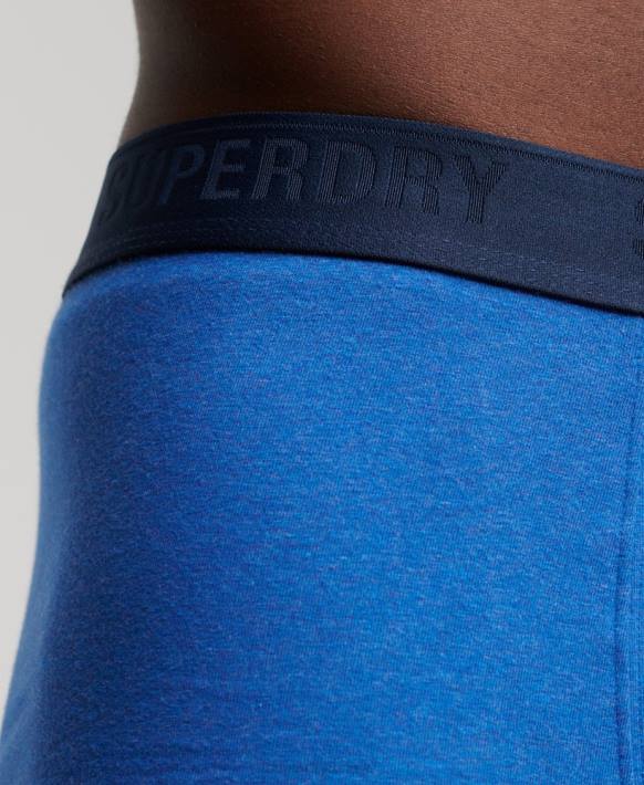 erkekler Superdry mavi organik pamuklu boxer üçlü paket NNTB1834