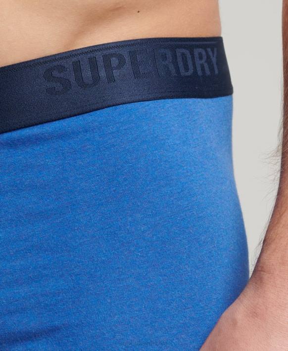erkekler Superdry mavi organik pamuklu boxer çoklu üçlü paket NNTB1598