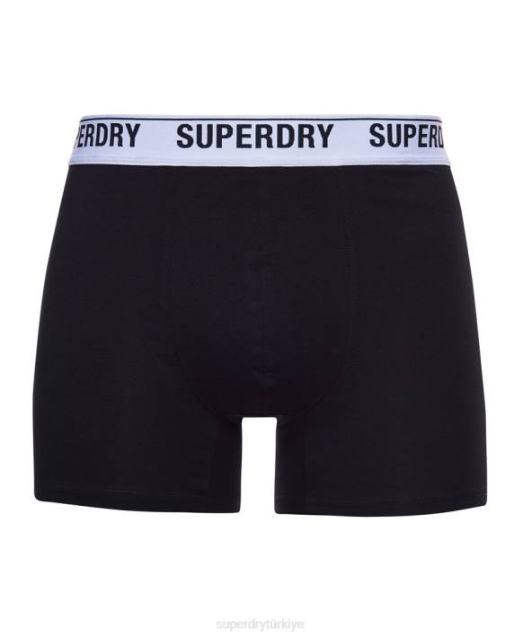 erkekler Superdry siyah organik pamuklu boxer üçlü paket NNTB1622