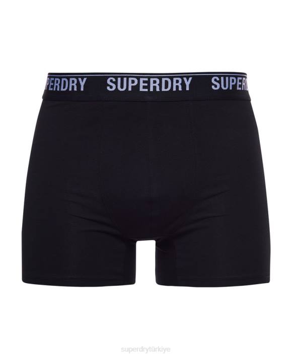 erkekler Superdry siyah organik pamuklu boxer üçlü paket NNTB1622