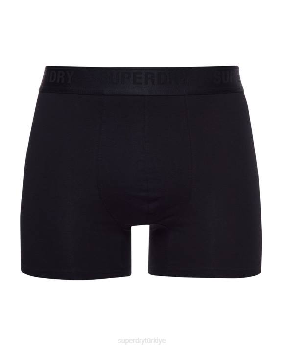 erkekler Superdry siyah organik pamuklu boxer üçlü paket NNTB1622