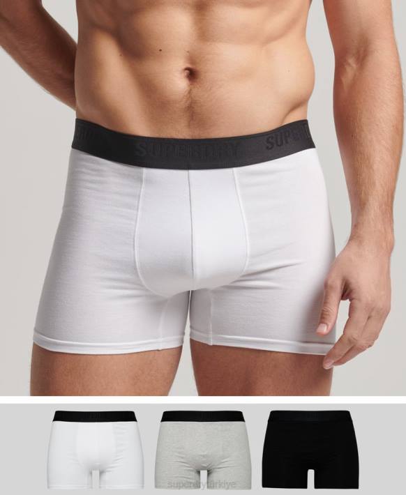 erkekler Superdry siyah organik pamuklu boxer üçlü paket NNTB1820