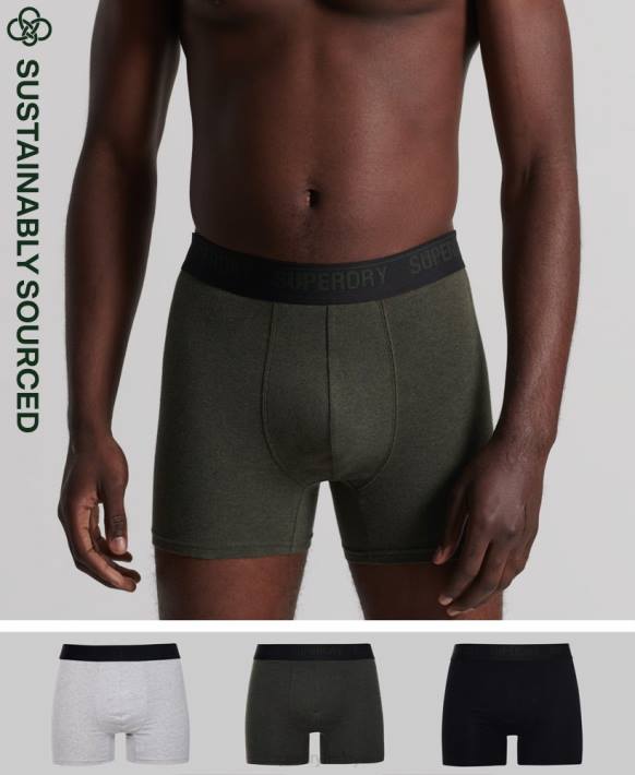erkekler Superdry siyah organik pamuklu boxer üçlü paket NNTB1846