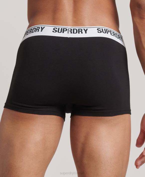 erkekler Superdry siyah organik pamuklu sandık üçlü paket NNTB1788