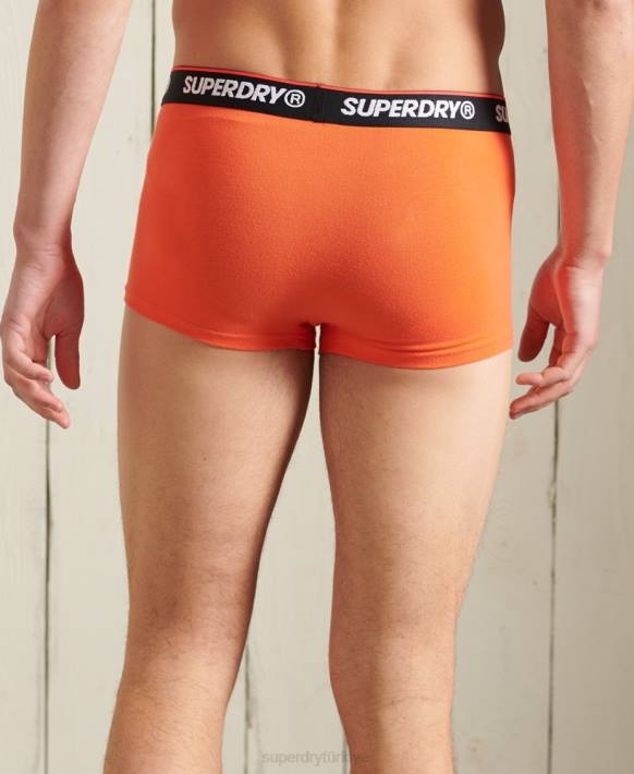 erkekler Superdry turuncu organik pamuklu klasik sandık üçlü paket NNTB6498