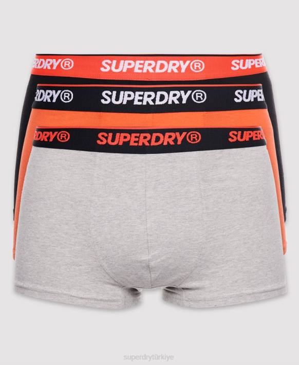 erkekler Superdry turuncu organik pamuklu klasik sandık üçlü paket NNTB6498
