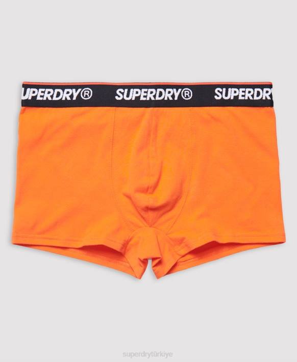 erkekler Superdry turuncu organik pamuklu klasik sandık üçlü paket NNTB6498