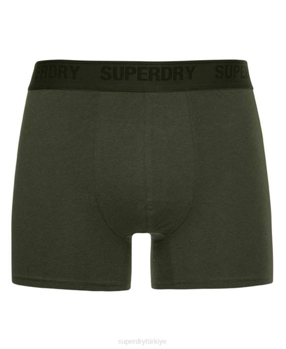 erkekler Superdry yeşil organik pamuklu boxer ikili paket NNTB1663