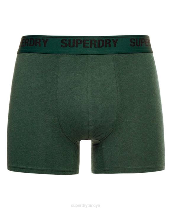 erkekler Superdry yeşil organik pamuklu boxer ikili paket NNTB1663