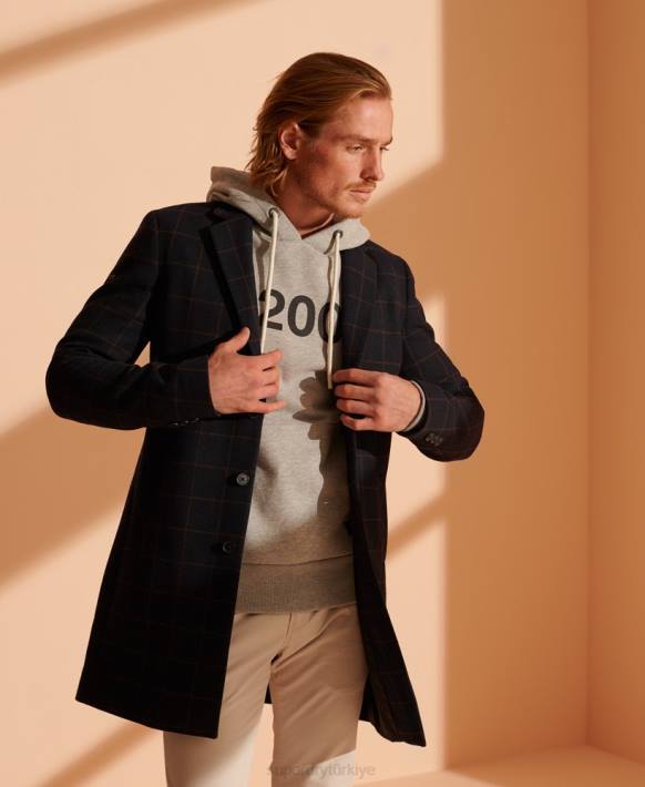 erkekler Superdry Donanma vakıf yün ceket NNTB1197