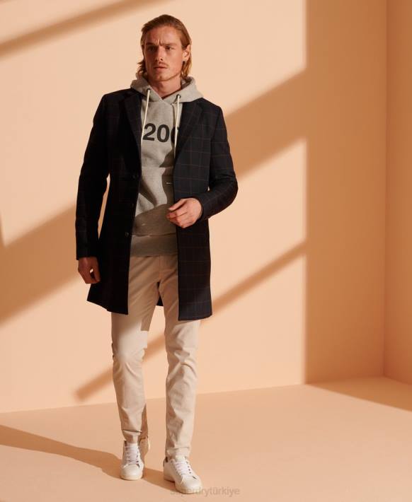 erkekler Superdry Donanma vakıf yün ceket NNTB1197