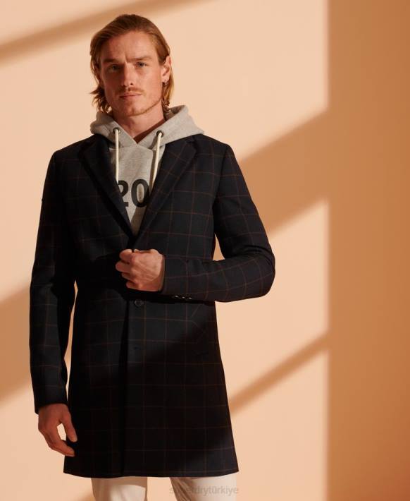 erkekler Superdry Donanma vakıf yün ceket NNTB1197