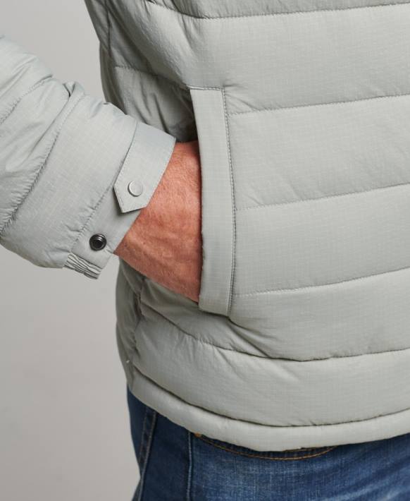 erkekler Superdry açık gri kısa hafif şişme mont NNTB1044