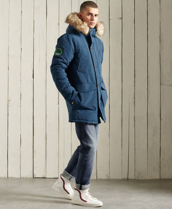 erkekler Superdry açık mavi everest parka kaban NNTB4664