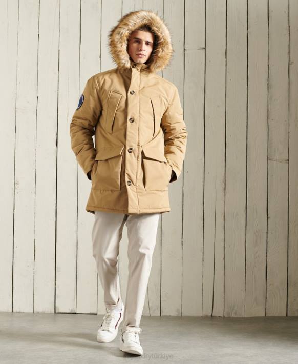 erkekler Superdry bej everest parka kaban NNTB1079