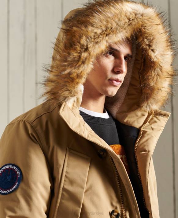 erkekler Superdry bej everest parka kaban NNTB1079