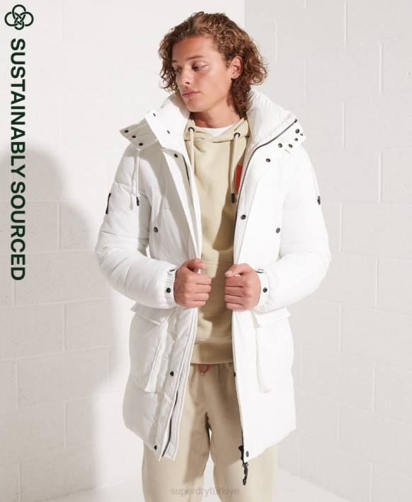 erkekler Superdry beyaz sefer yastıklı parka kaban NNTB4483