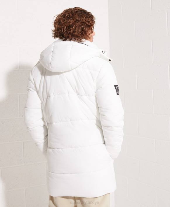 erkekler Superdry beyaz sefer yastıklı parka kaban NNTB4483