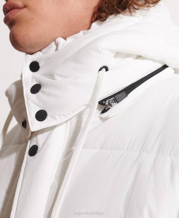 erkekler Superdry beyaz sefer yastıklı parka kaban NNTB4483