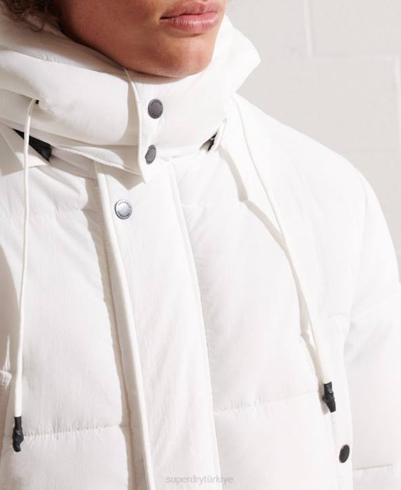 erkekler Superdry beyaz sefer yastıklı parka kaban NNTB4483