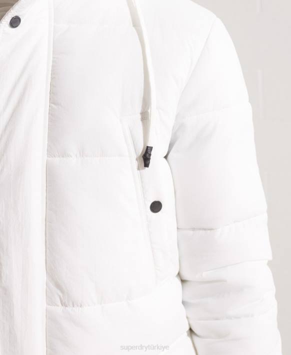 erkekler Superdry beyaz sefer yastıklı parka kaban NNTB4483