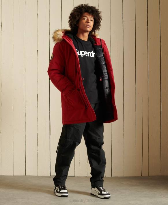 erkekler Superdry kırmızı everest parka kaban NNTB4571