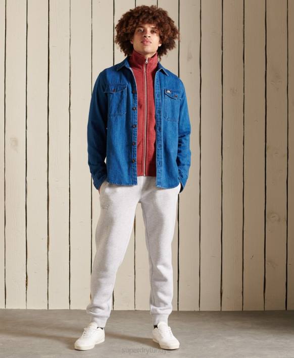 erkekler Superdry kırmızı organik pamuklu eski logo fermuarlı eşofman üstü NNTB5168