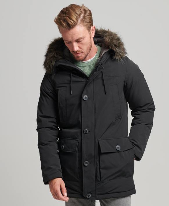 erkekler Superdry koyu gri çaylak aşağı parka ceket NNTB4577
